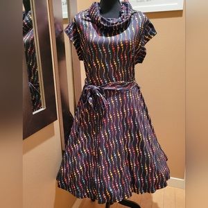 Retro Wavy Polka Dot Dress